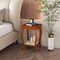 2 Tier Round Side Table with Rubber Wood Legs MDF Plywood Walnut Finish